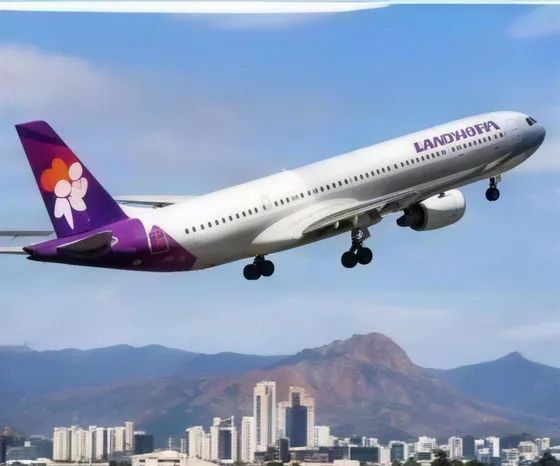 An airliner climbing out over Honolulu