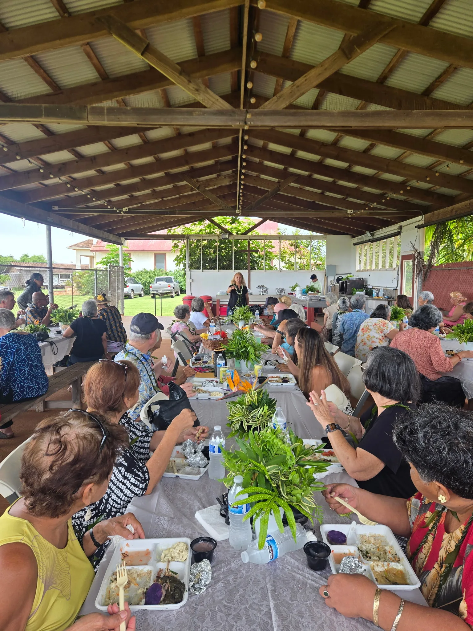 The centennial luncheon under the church pavilion.